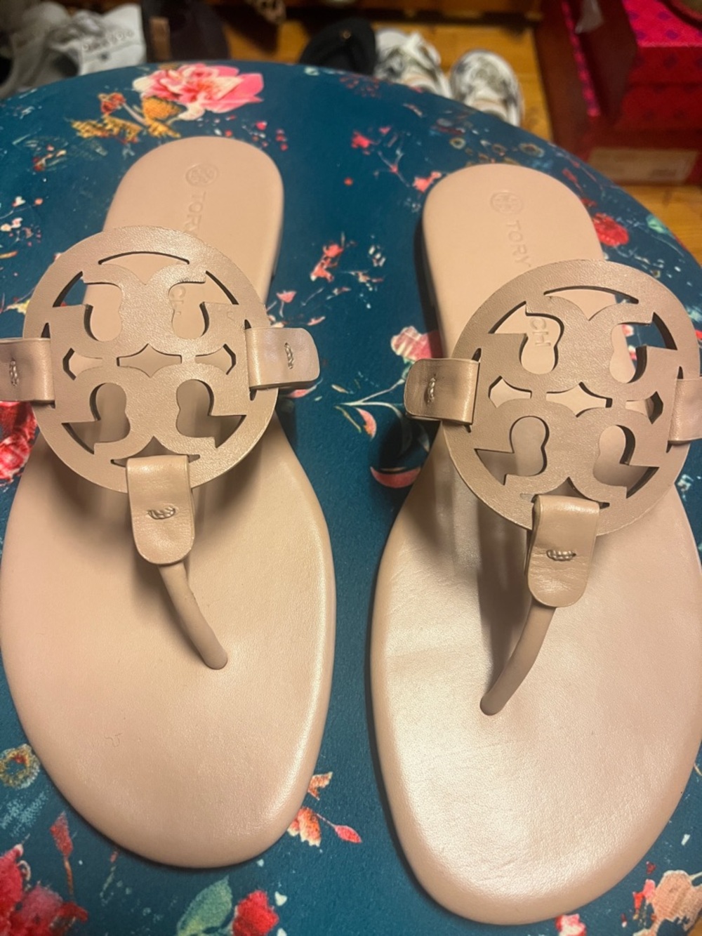 Tory Burch Blush Pink Logo Thong Sandals. Brand new!